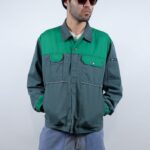 TWO TONE COLOR BLOCK PANEL MULTI POCKET FORESTRY UTILITY JACKET