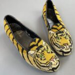 AMAZING!! MENS TIGER DESIGN NEEDLEPOINT & LEATHER SLIP ON OXFORD SHOES