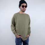 *AS-IS* FADED OLIVE GREEN THICK BLANK PULLOVER SWEATSHIRT