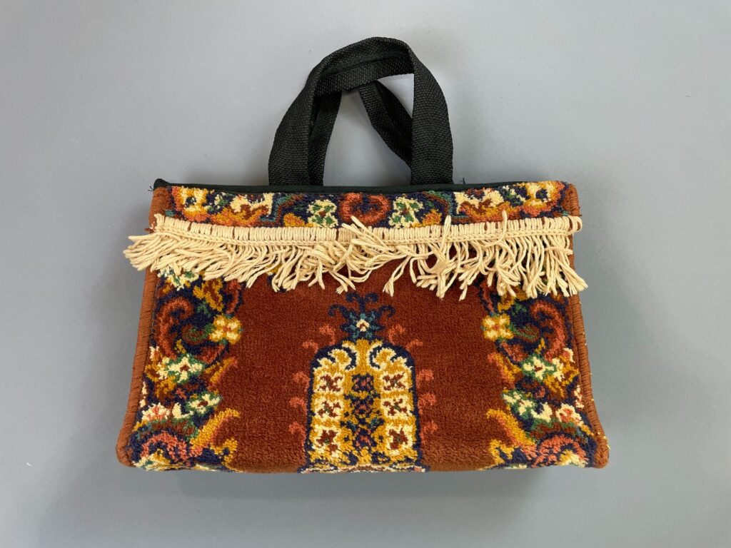 REPURPOSED DOUBLE HANDLE CARPET BAG