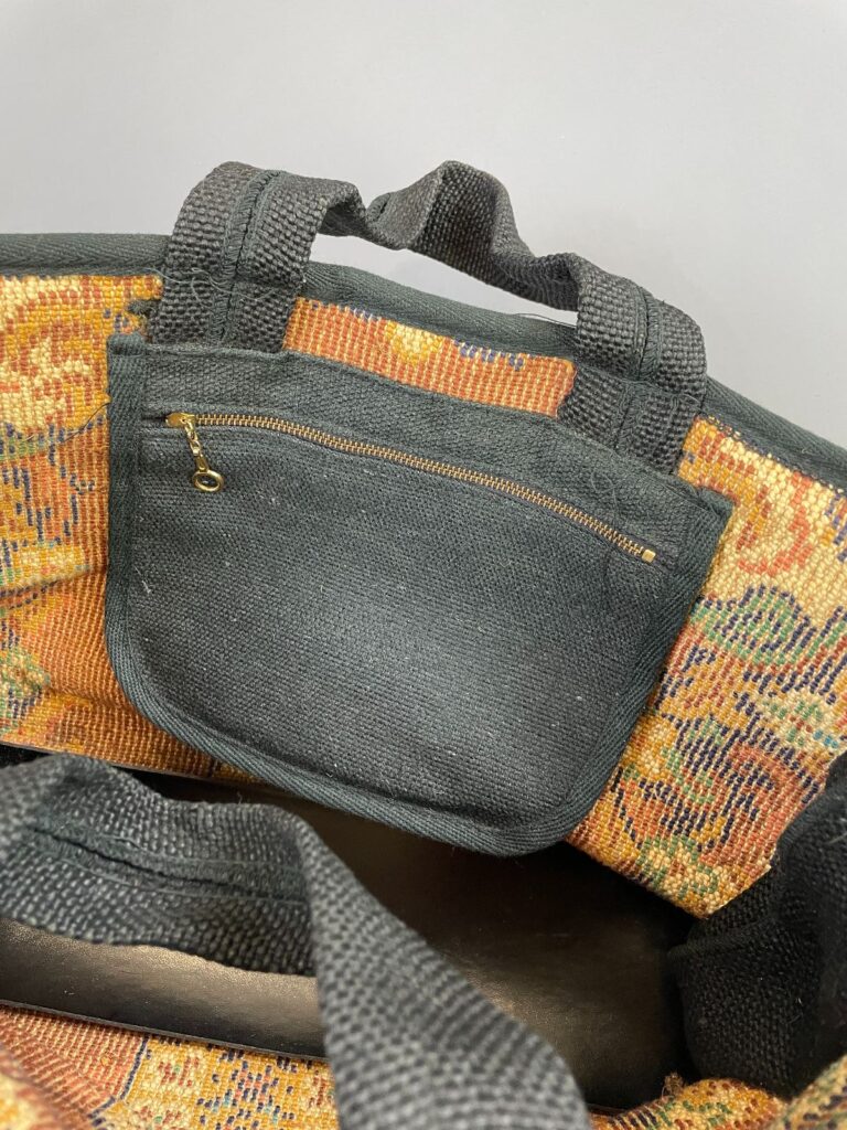 REPURPOSED DOUBLE HANDLE CARPET BAG