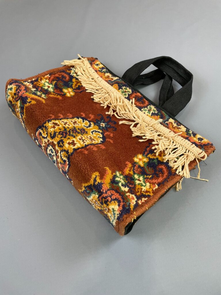 REPURPOSED DOUBLE HANDLE CARPET BAG