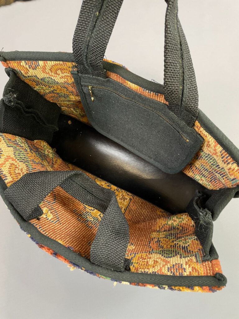 REPURPOSED DOUBLE HANDLE CARPET BAG