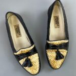 AMAZING! MADE IN ITALY WHIPSNAKE PANELED LEATHER SLIP ON LOAFERS