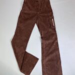 DEADSTOCK 1970S BROWN CORDUROY BELL BOTTOM TROUSER PANTS W/ ROUNDED POCKET DESIGN