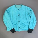 OVERDYED TWO-TONE AQUA THICK MILITARY QUILTED LINER JACKET W/ POCKETS