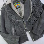 1980S CROPPED SUEDE FRINGE LEATHER JACKET BRAIDED LEATHER ACCENTS