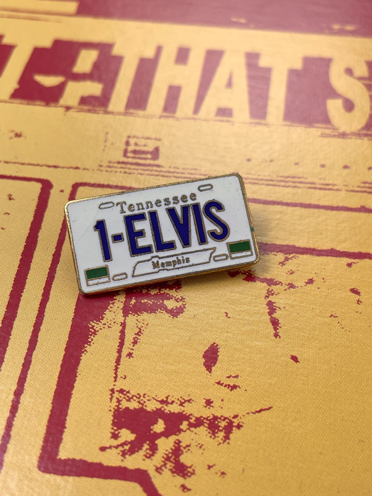 product details: ELVIS LICENSE PLATE ENAMELED TIE BAR PIN photo