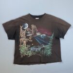 AS-IS DISTRESSED SUN FADED BALD EAGLE SCENE GRAPHIC T-SHIRT