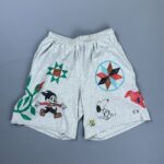 HAND DRAWN MICKEY MOUSE & BLESS THIS HOUSE DESIGN DRAWSTRING SHORTS