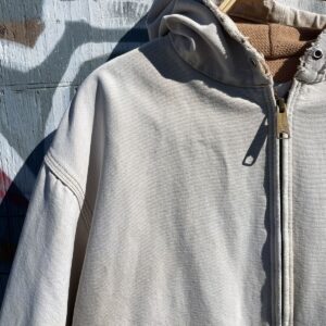 CARHARTT *AS-IS* PERFECTLY DISTRESSED THERMAL LINED CARHARTT HOODED WORK JACKET in CREAM