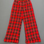 BRIGHT! 1970S HIGH WAISTED CUFFED WIDE LEG PLAID FLANNEL STYLE PANTS SMALL FRONT COIN POCKET