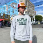 *AS-IS* PERFECTLY DISTRESSED MICHIGAN STATE UNIVERSITY REVERSE WEAVE PULLOVER SWEATSHIRT