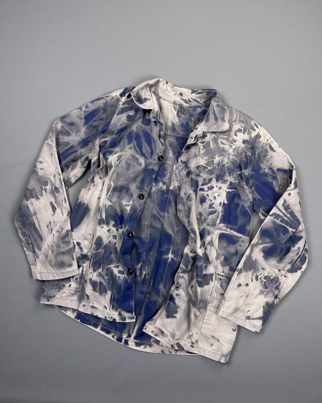 product details: CUSTOM BLEACHED OUT BUTTON UP CHORE JACKET photo