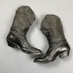 1980S SLOUCHY LEATHER & AUTHENTIC SNAKESKIN COWBOY BOOTS