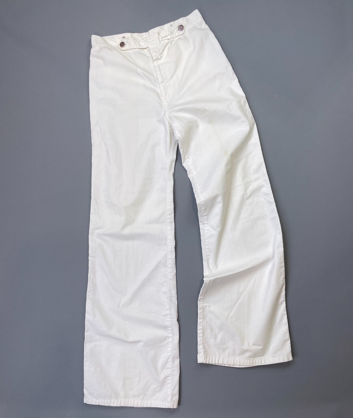 product details: *AS-IS* HIGH WAIST WIDE LEG COTTON TROUSERS DOBLE BUTTON BACK photo