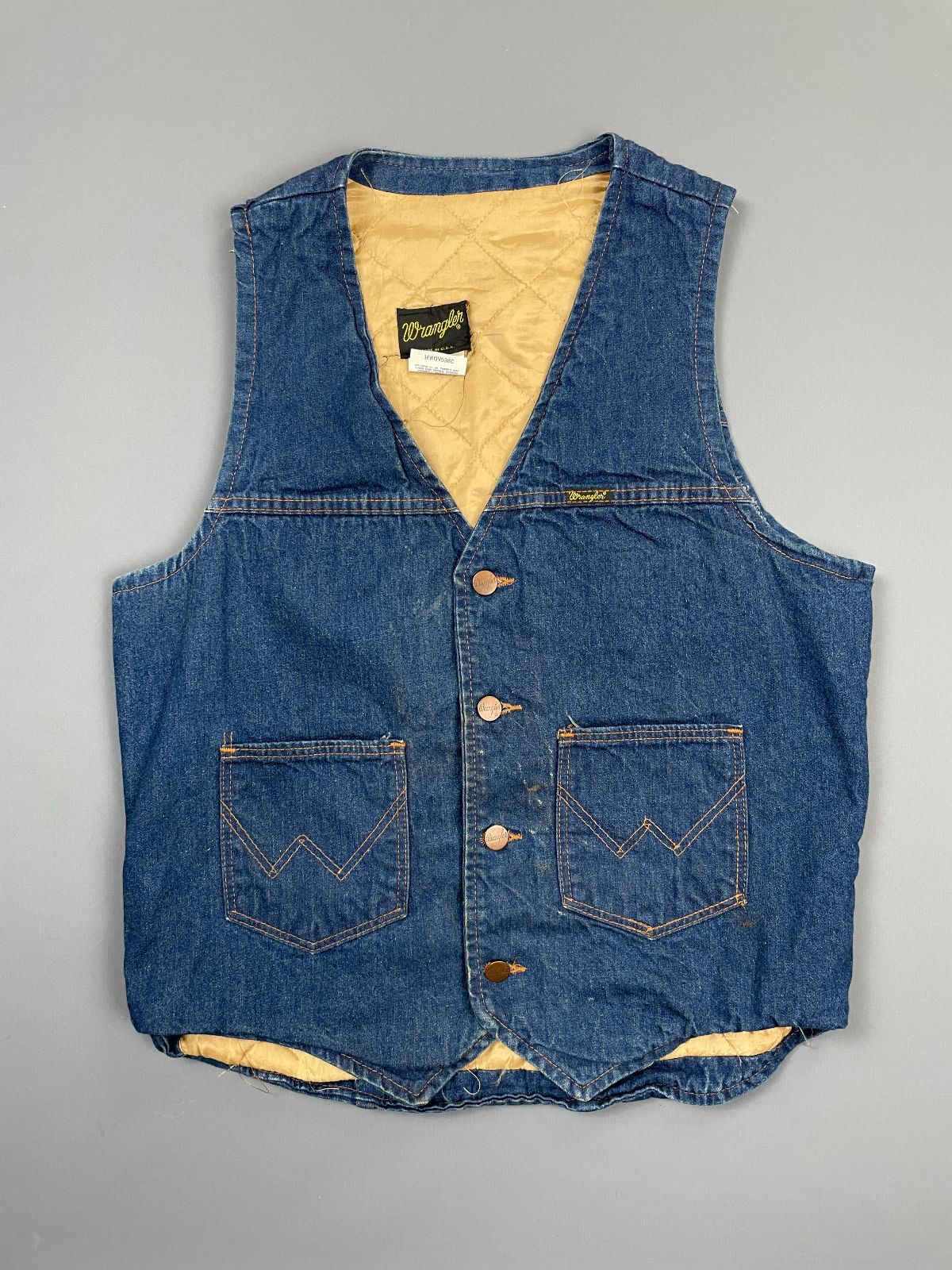 product details: VERY COOL WRANGLER DENIM VEST JACKET W/ SATIN QUILTED LINING photo