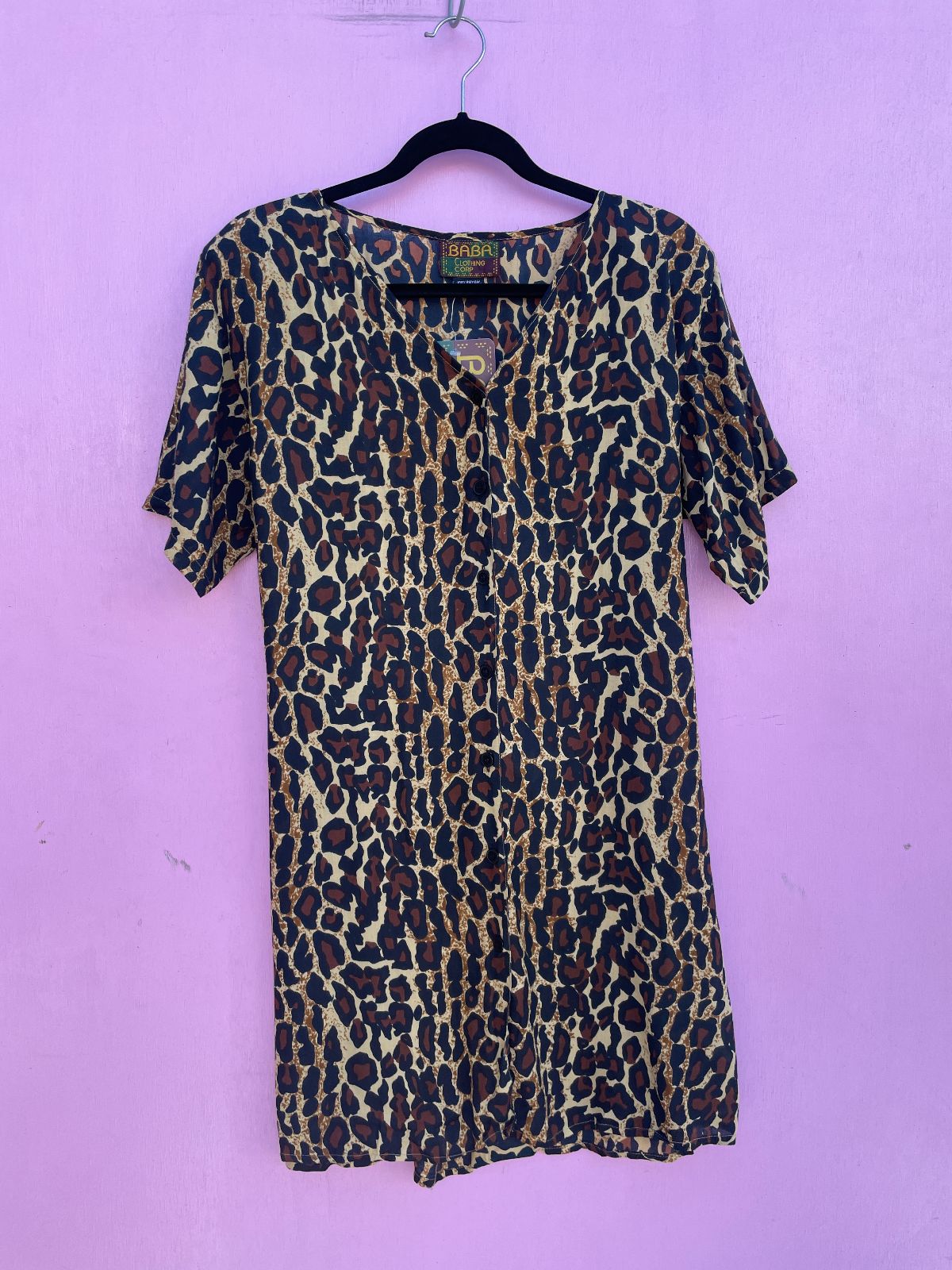 product details: CUTE! 1990S NWT BUTTON FRONT ANIMAL PRINT DRESS photo