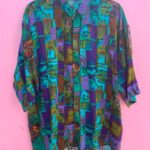 1990S ABSTRACT BUTTON UP SHORT SLEEVE SHIRT