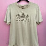 THRASHED EMBROIDERED SCENIC HAWAII GRAPHIC SINGLE STITCH T-SHIRT