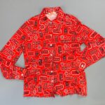 ADORABLE! 1960S MIXED PAISLEY STAMP PRINT POLYESTER WESTERN SHIRT DAGGER COLLAR