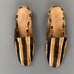 GORGEOUS STRIPED PONY HAIR WOOD HEEL MULES