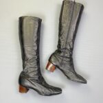 UNREAL AUTHENTIC 1960S MOD GOGO BOOTS STACKED WOOD HEEL TALON ZIPPER