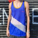 DEADSTOCK 1970S SHEER NYLON TRACK TANK TOP W/ WEEDS LETTERING