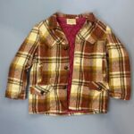 *AS-IS* 1970S UNIQUE MIXED DIAMOND PLAID HEAVY COAT QUILTED LINING