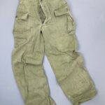 DISTRESSED WW2 1930S-40S HERRINGBONE MILITARY FATIGUE CARGO POCKET TROUSERS 13 STAR BUTTONS