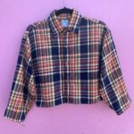 REWORKED CROPPED FLANNEL LONG SLEEVE SHIRT
