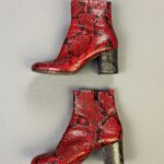 MADE IN ITALY RED SNAKE LEATHER CHUNKY BOOTIES SIDE ZIP