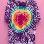 FUN! HEART SHAPED DESIGN TIE-DYE SINGLE STITCH T-SHIRT