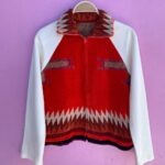 CUSTOM 1970S TERRY CLOTH NAVAJO GEOMETRIC ZIP-UP JACKET