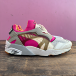 AS-IS 1990S DEADSTOCK PUMA DISC BLAZE SNEAKERS W/ BOX WHITE, PINK COLORWAY