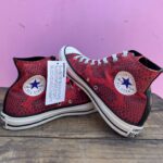 FIERY RED SNAKE PRINT CHUCK TAYLOR HIGH TOP SNEAKERS W/ BOX