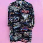 1990S ALLOVER F-1 RACE CAR PRINT RAYON SHIRT
