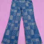 70S WESTERN PATCHWORK PRINT BELL BOTTOM JEANS