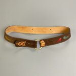 COOL! SUEDE FOLD OVER MULTI-COLORED PAISLEY CUT-OUTS LEATHER BELT O-RING BUCKLE