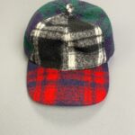1990S MULTICOLORED PLAID PATCHWORK WOOL STRAPBACK BASEBALL HAT LEATHER STRAP