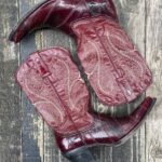 OXBLOOD EEL SKIN LEATHER COWBOY BOOTS ORGANIC EMBROIDERY STITCHING