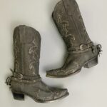 COOL! BRUSHED LEATHER FULLY STUDDED KNEE HIGH COWBOY BOOTS
