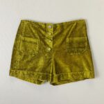 KILLER! 1960S-70S CUFFED CRUSHED VELVET SHORTS FRONT WELT POCKETS & RAINBOW INTERIOR TRIM – FULLY LINED