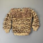 FUN! 1980S-90S CHUNKY KNIT SWEATER SUEDE FRINGE NECKLINE