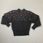 UNIQUE! 1980S ANGORA SWEATER ATTACHED BEADED & JEWELED CAPELET