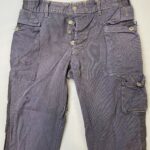 *AS-IS* 100% COTTON 2-TONE FRENCH WORKWEAR OVERDYED CARGO PANTS CONTRAST STITCHING