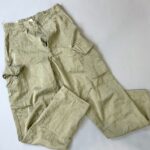 1980S FRENCH BRUSHED SATEEN MILITARY TROUSER CARGO PANTS BUTTON FLY