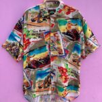 RARE! 1990S SUPER FUNKY PATCHWORK PRINT JAMS WORLD SHIRT