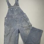 *AS-IS* KILLER! SUPER FADED & SUN-BLEACHED CARPENTER OVERALLS W/ CONTRAST STITCHING