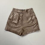 GORGEOUS HIGH WAISTED PLEATED, CUFFED LEATHER SHORTS